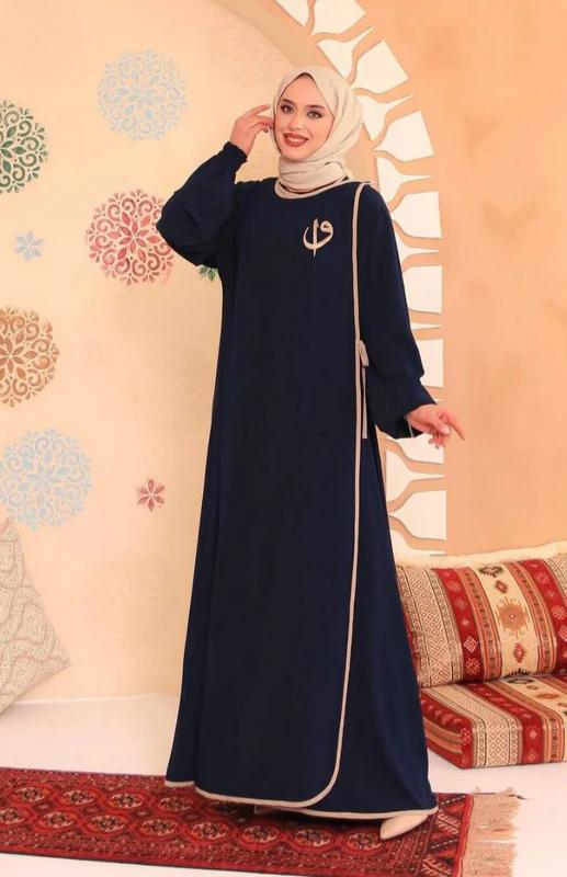 Polyester Cotton Abaya — Navy