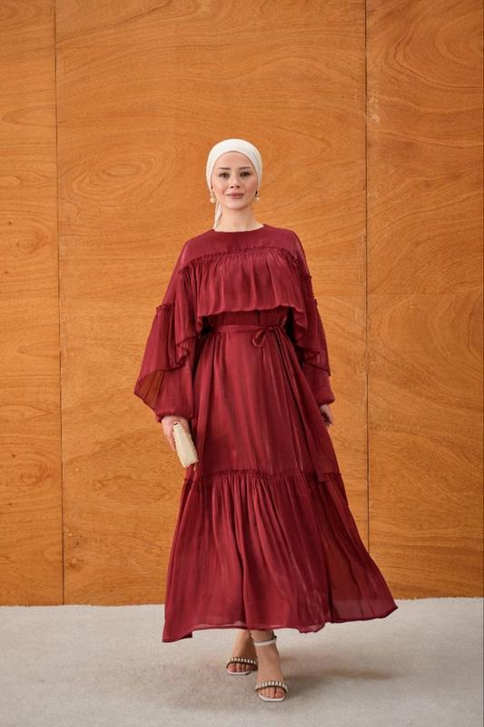 Modest Dress — Style 3 — Burgundy