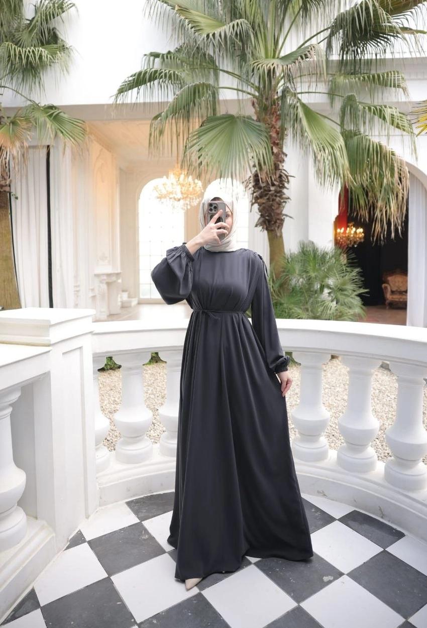 Medina Silk Dress — Style 2 — Light Black