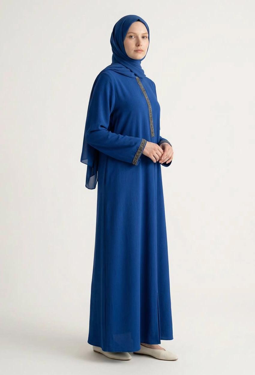 Medine Silk Abaya — Style 3 — Navy