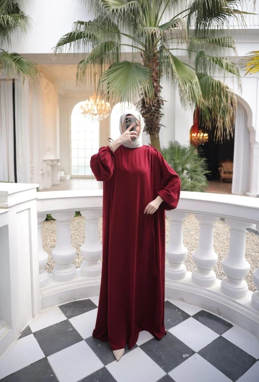 Medina Silk Dress — Style 2 — Burgundy