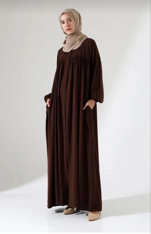 Polyester Cotton Abaya B — Dark Brown