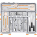 Expandable kitchen drawer organiser with 9 compartments — top view