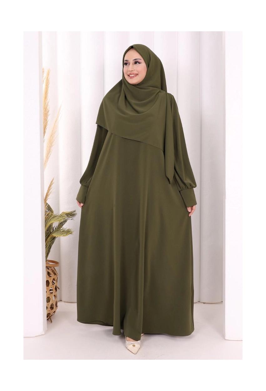 Dress & Hijab — Olive Green