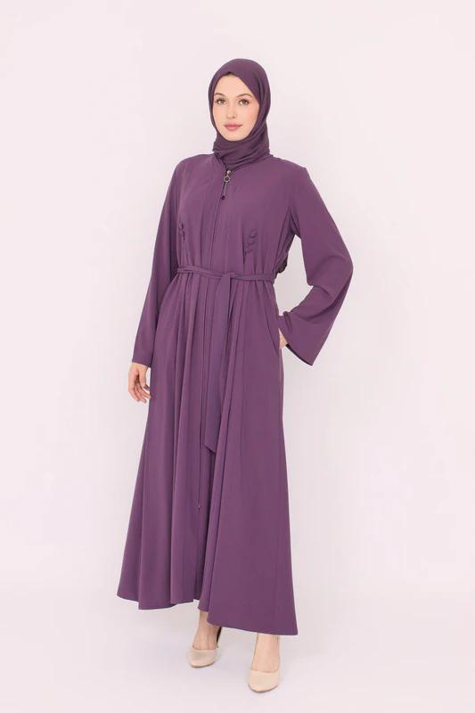 Medine Silk Abaya — Style 2 — Burgundy