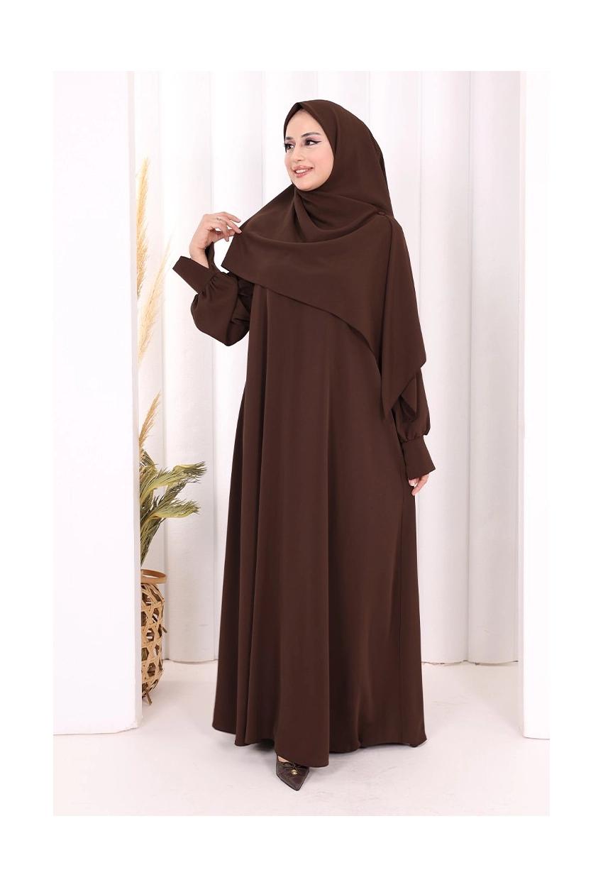 Dress & Hijab — Dark Brown