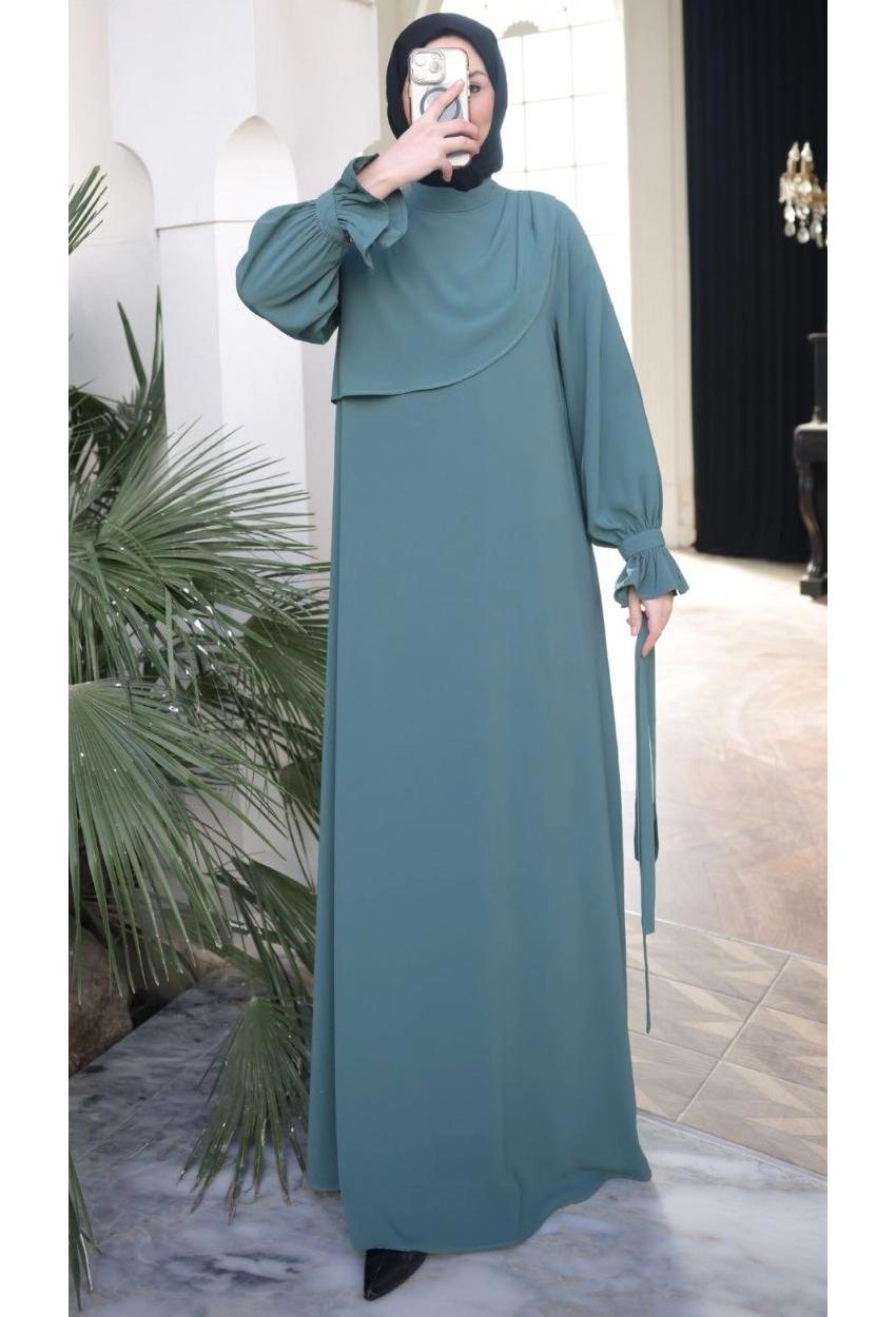 Medina Silk Dress — Style 4 — Sage Green