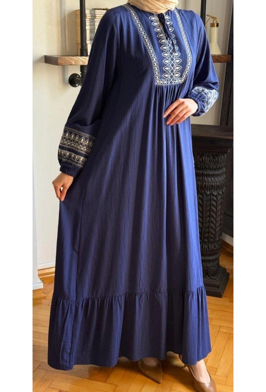 Cotton Dress — Navy