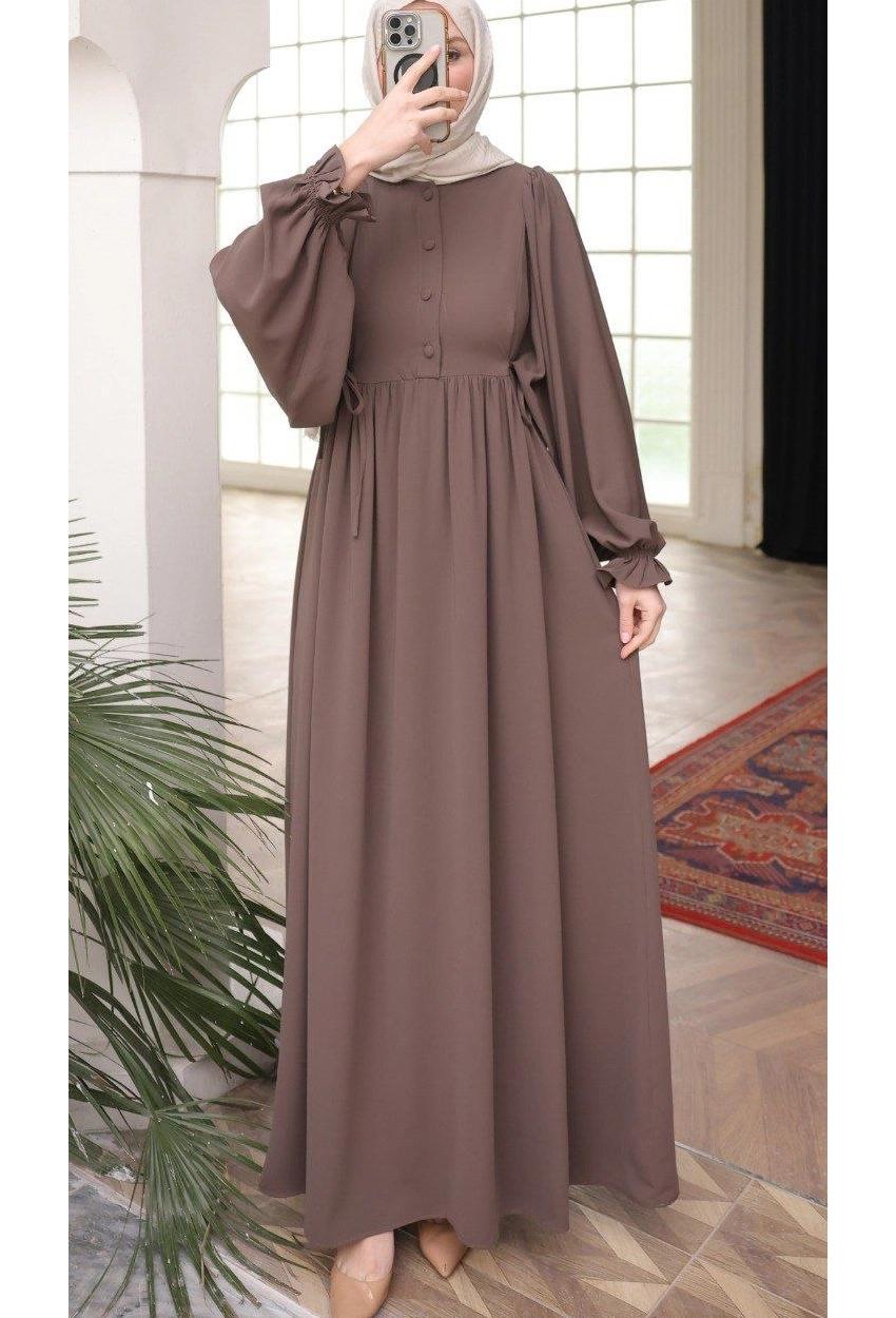 Medina Silk Dress — Style 5 — Brown