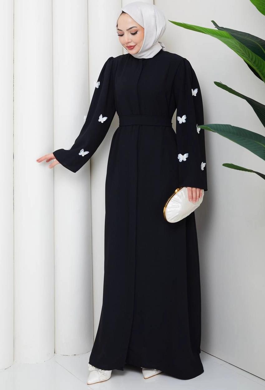 Zara Crepe Abaya Set — Black