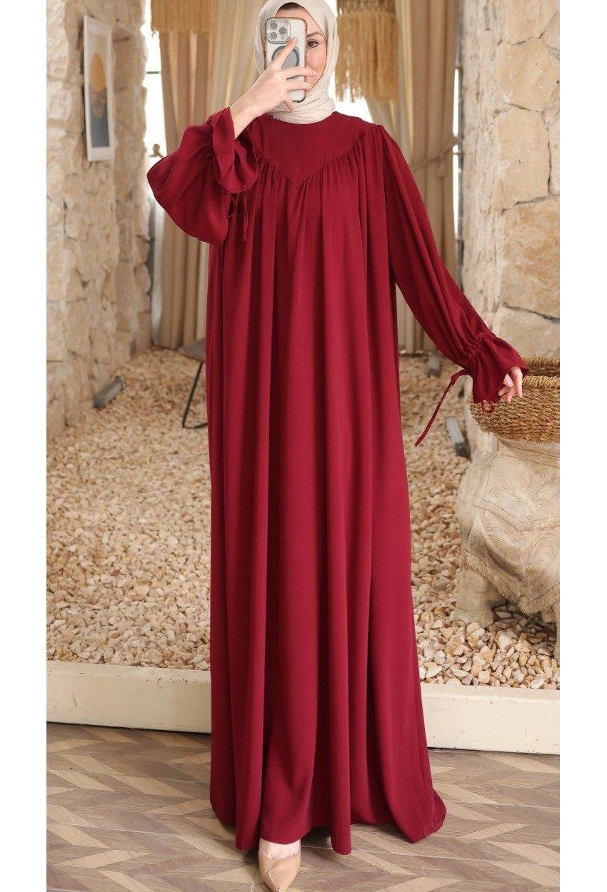 Medine Silk Dress — Burgundy