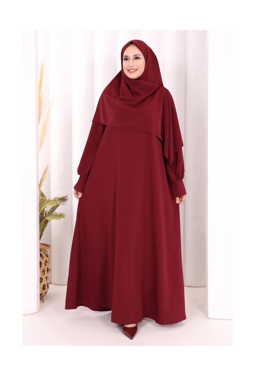 Dress & Hijab — Burgundy