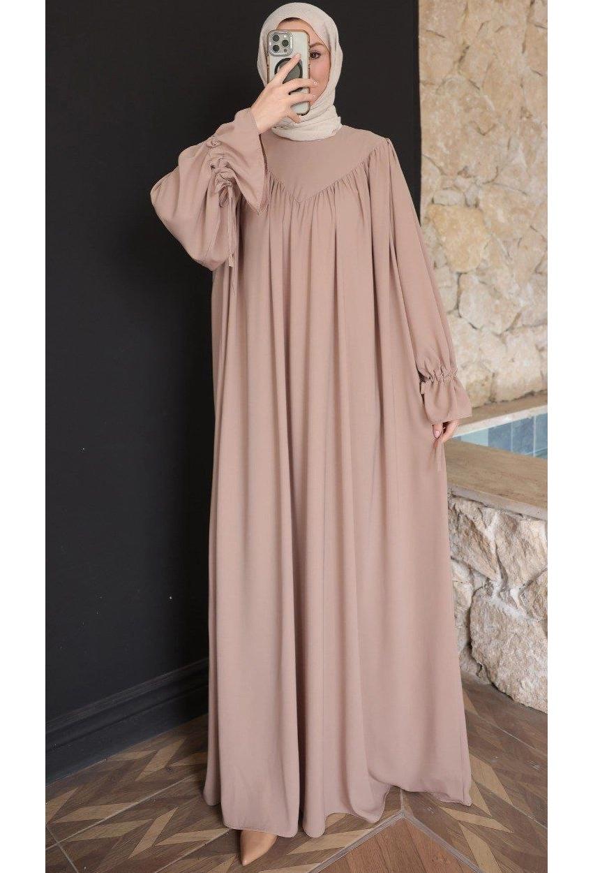 Medine Silk Dress — Beige