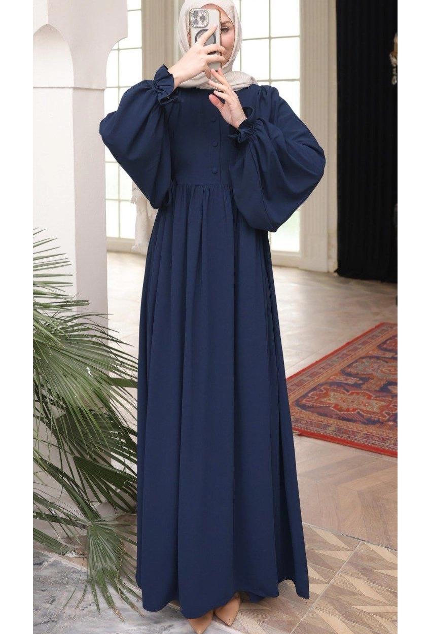 Medina Silk Dress — Style 5 — Navy