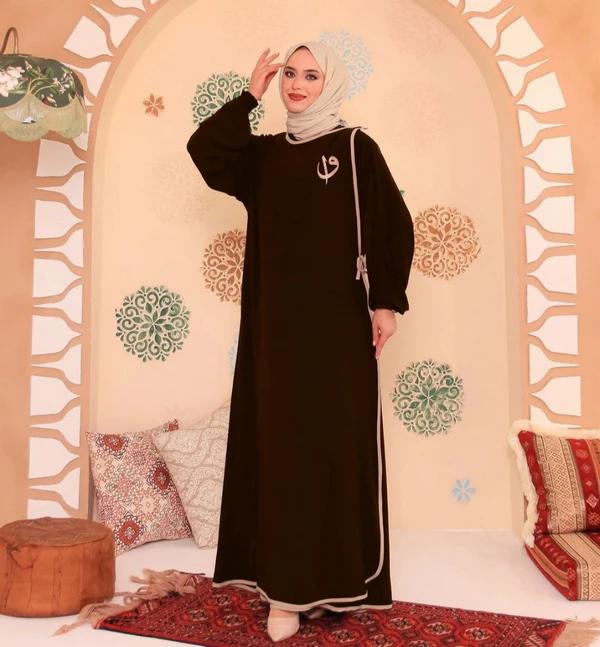 Polyester Cotton Abaya — Dark Brown