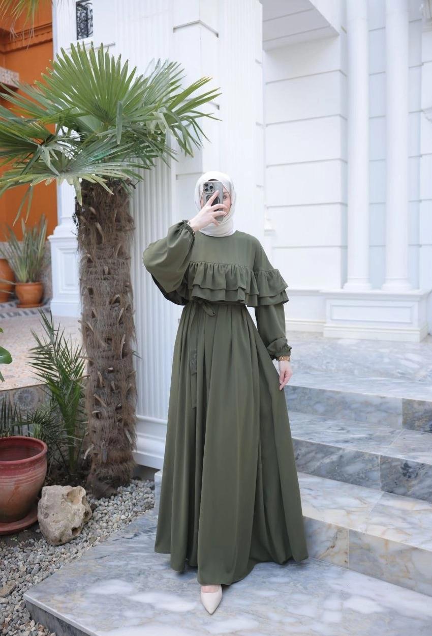 Medina Silk Dress — Olive