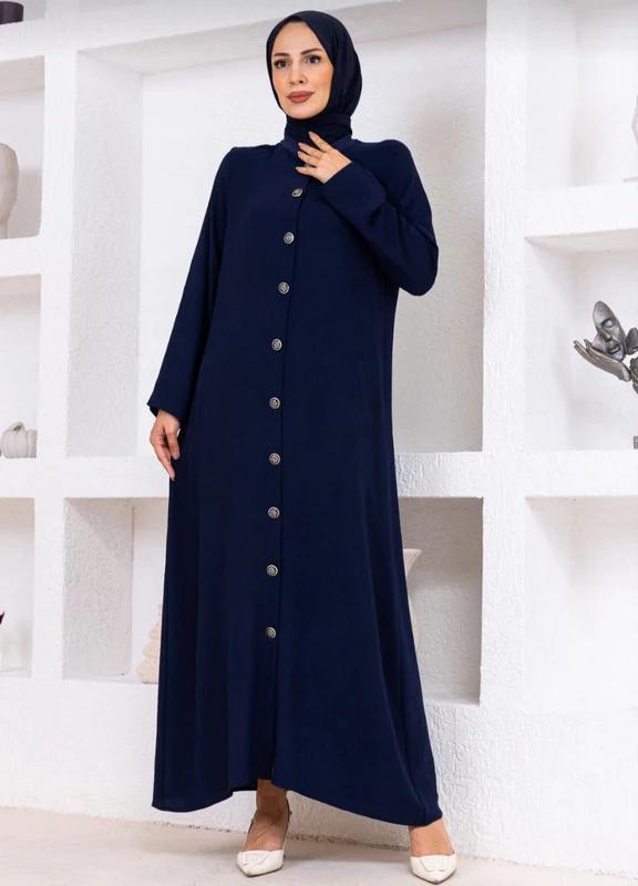 Cotton Abaya — Style 2 — Navy
