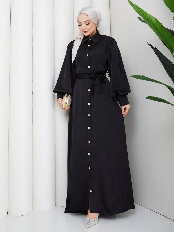 Saten Abaya — Black