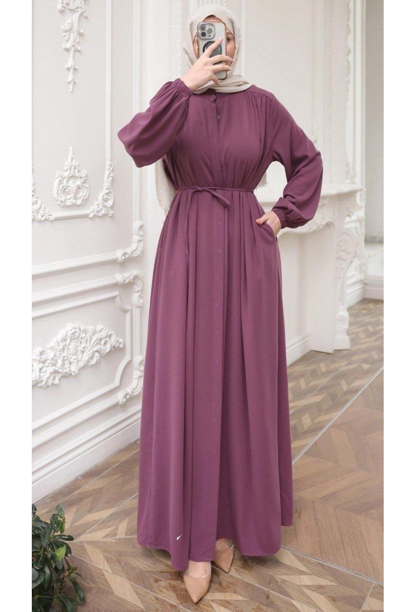 Medina Silk Abaya — Style 2 — Mauve