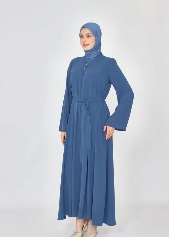 Medine Silk Abaya — Style 2 — Blue