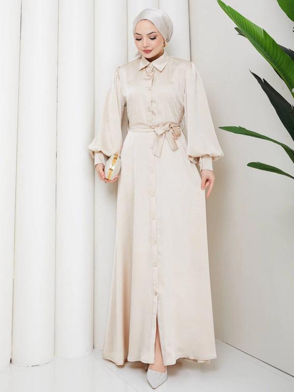 Saten Abaya — Cream