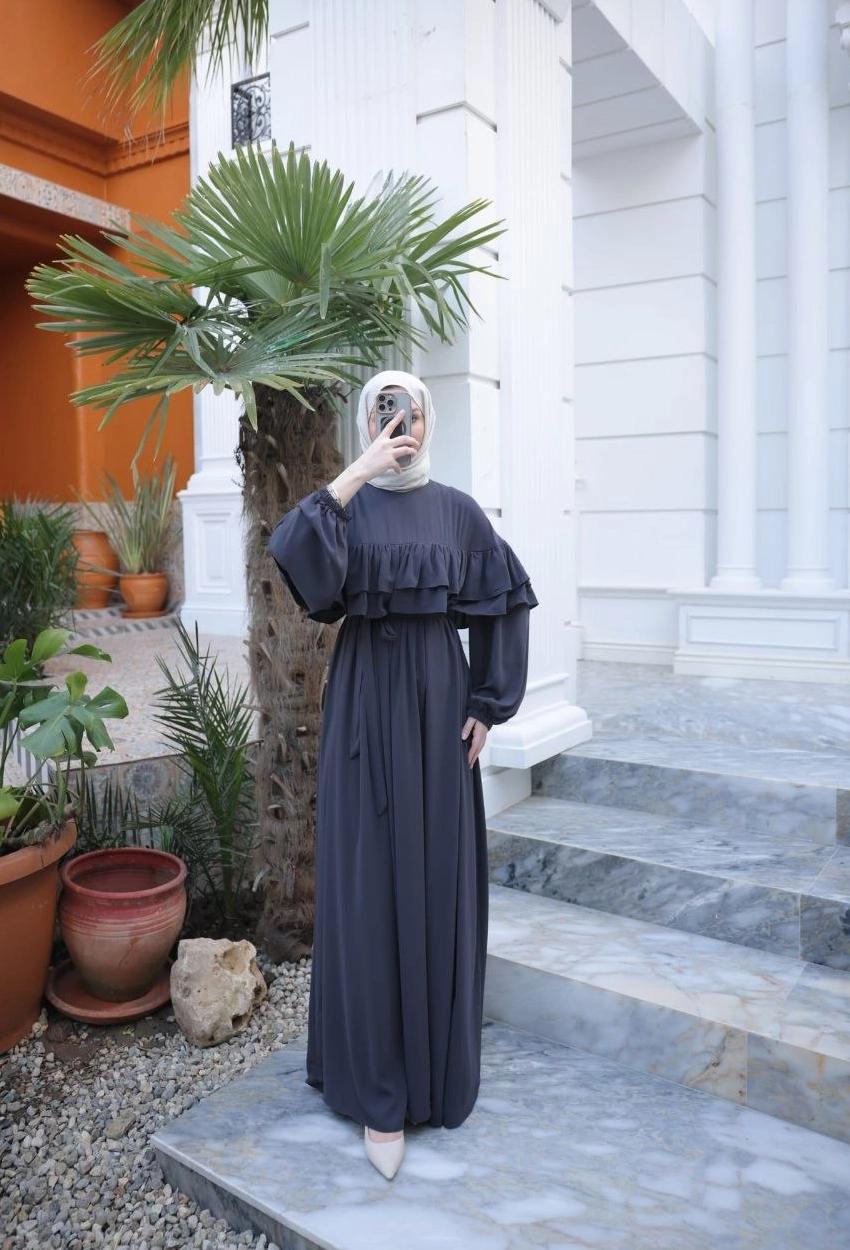 Medina Silk Dress — Light Black