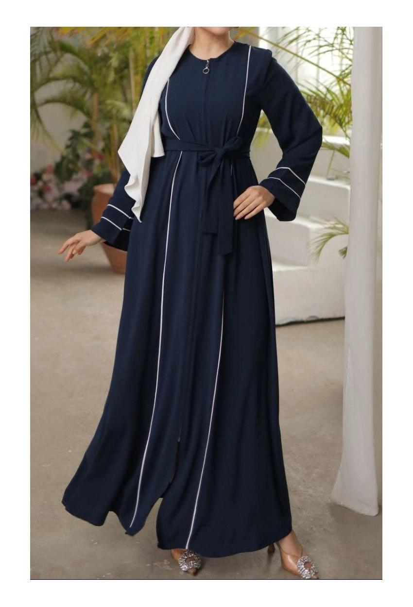 Medina Silk Abaya — Navy
