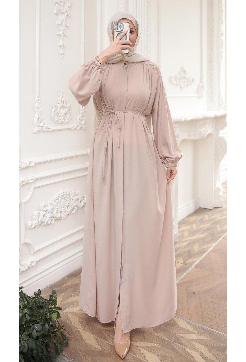 Medina Silk Abaya — Style 2 — Cream
