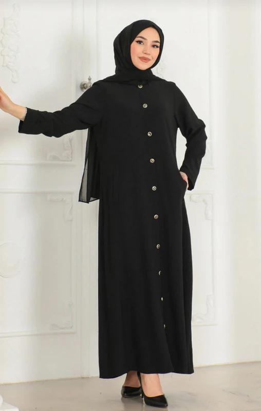 Cotton Abaya — Style 2 — Black