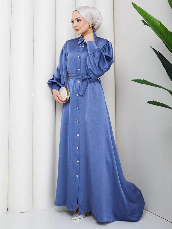 Saten Abaya — Blue