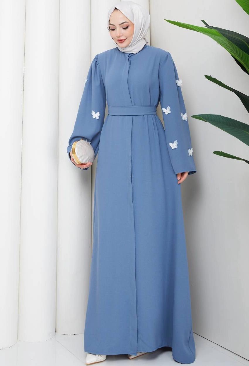 Zara Crepe Abaya Set — Blue