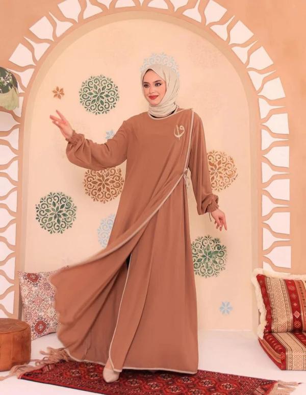 Polyester Cotton Abaya — Burnt Orange