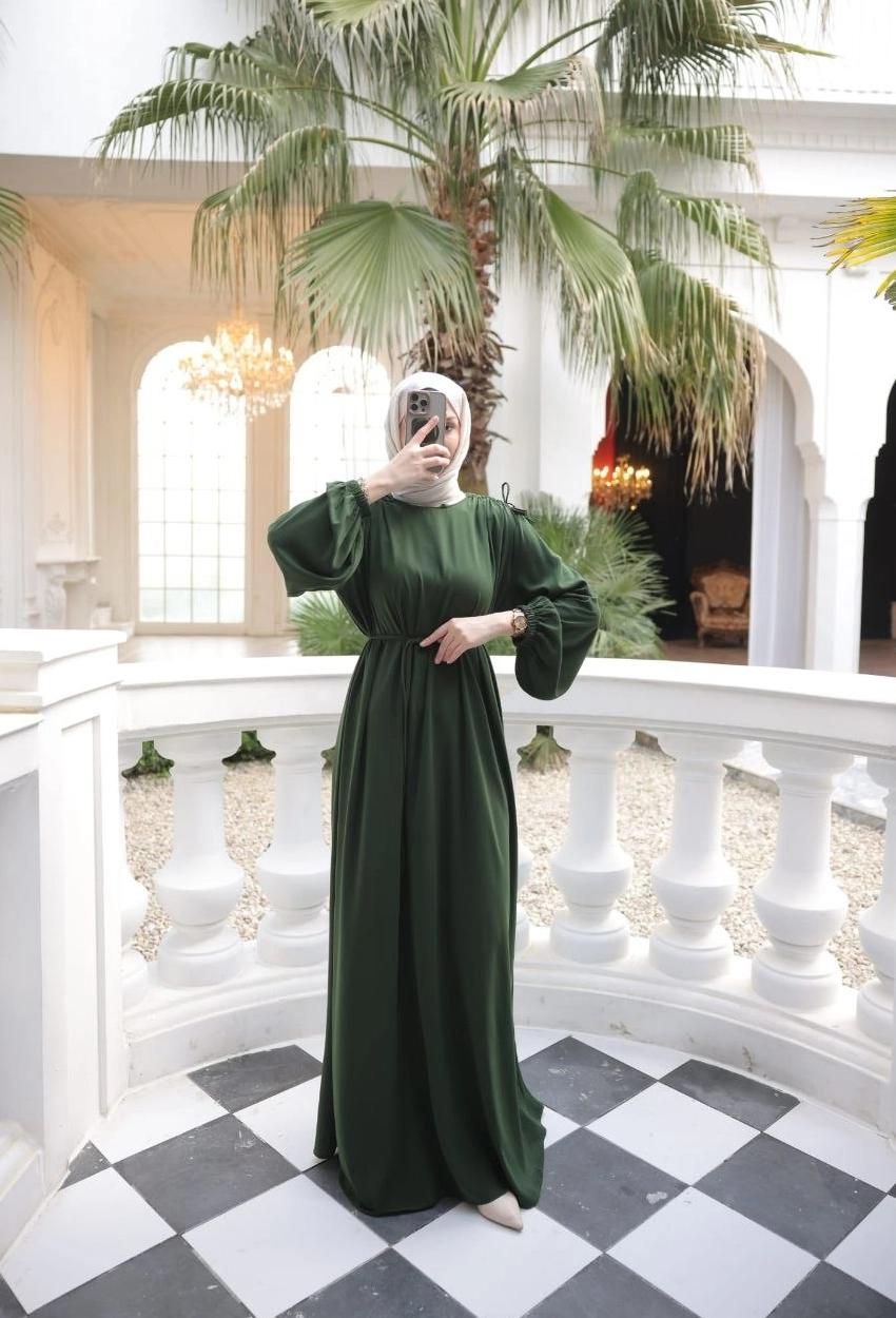 Medina Silk Dress — Style 2 — Olive