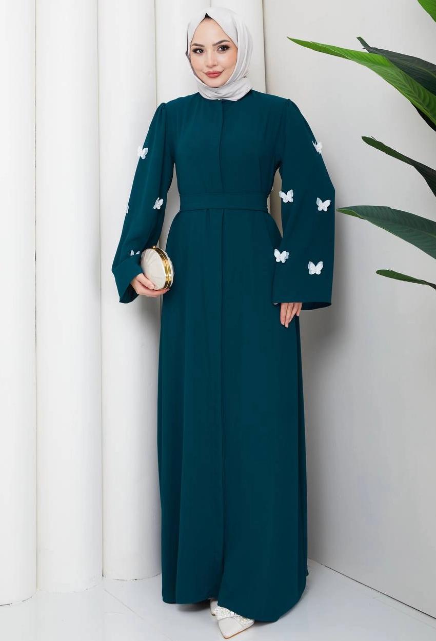 Zara Crepe Abaya Set — Turquoise