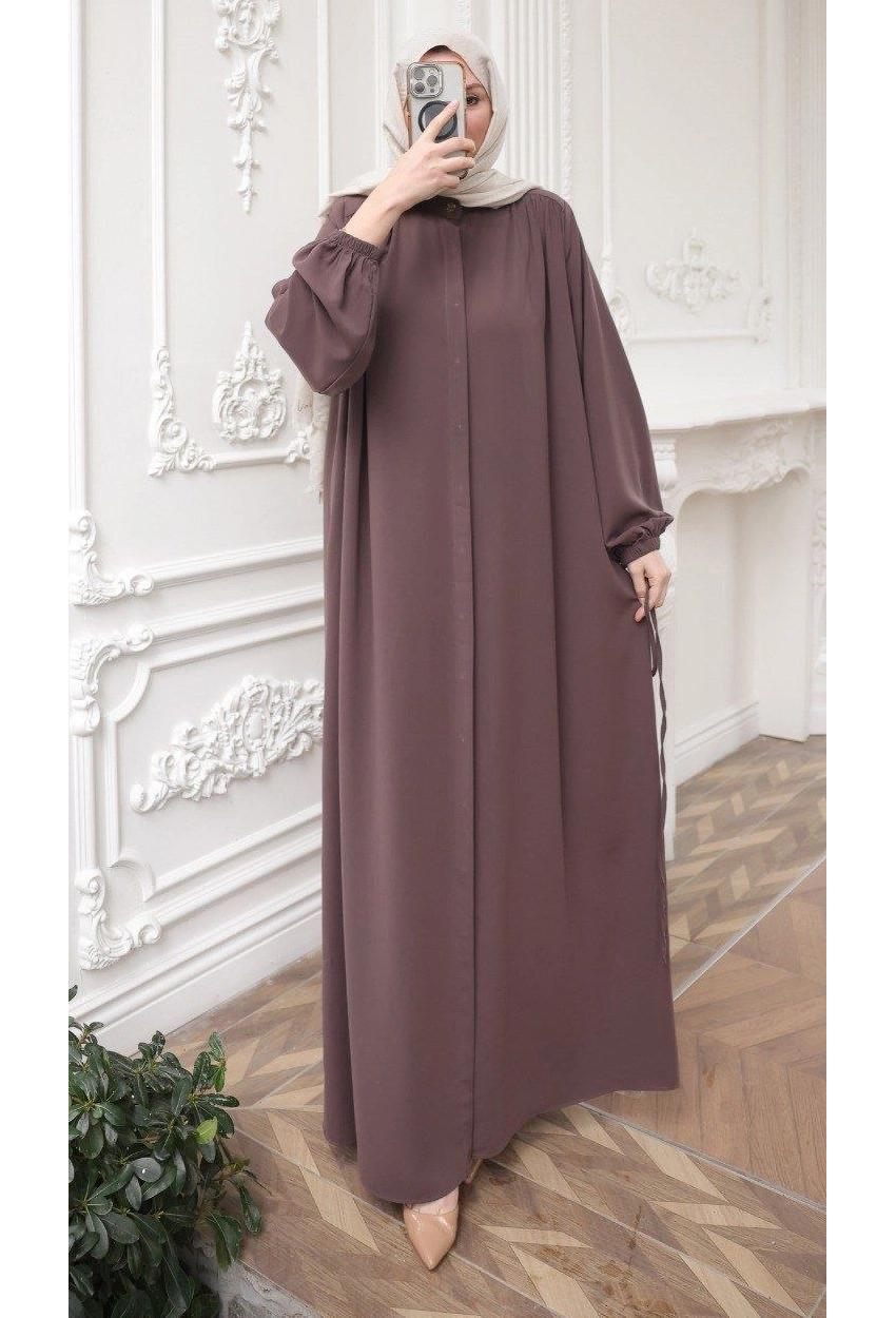 Medina Silk Abaya — Style 2 — Brown