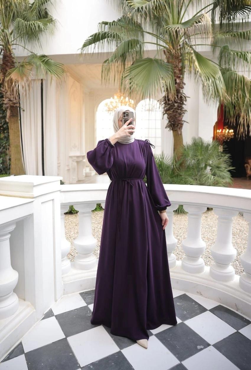 Medina Silk Dress — Style 2 — Purple