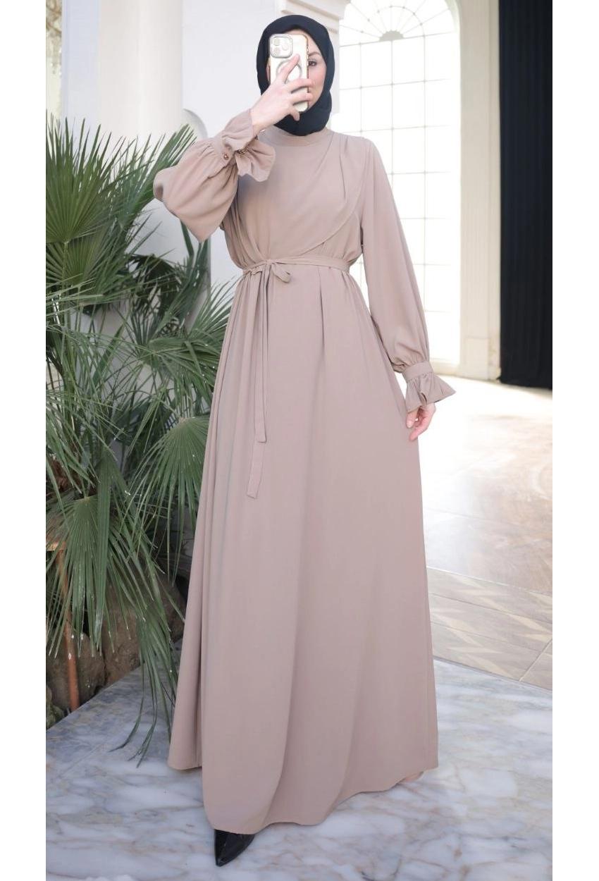 Medina Silk Dress — Style 4 — Beige