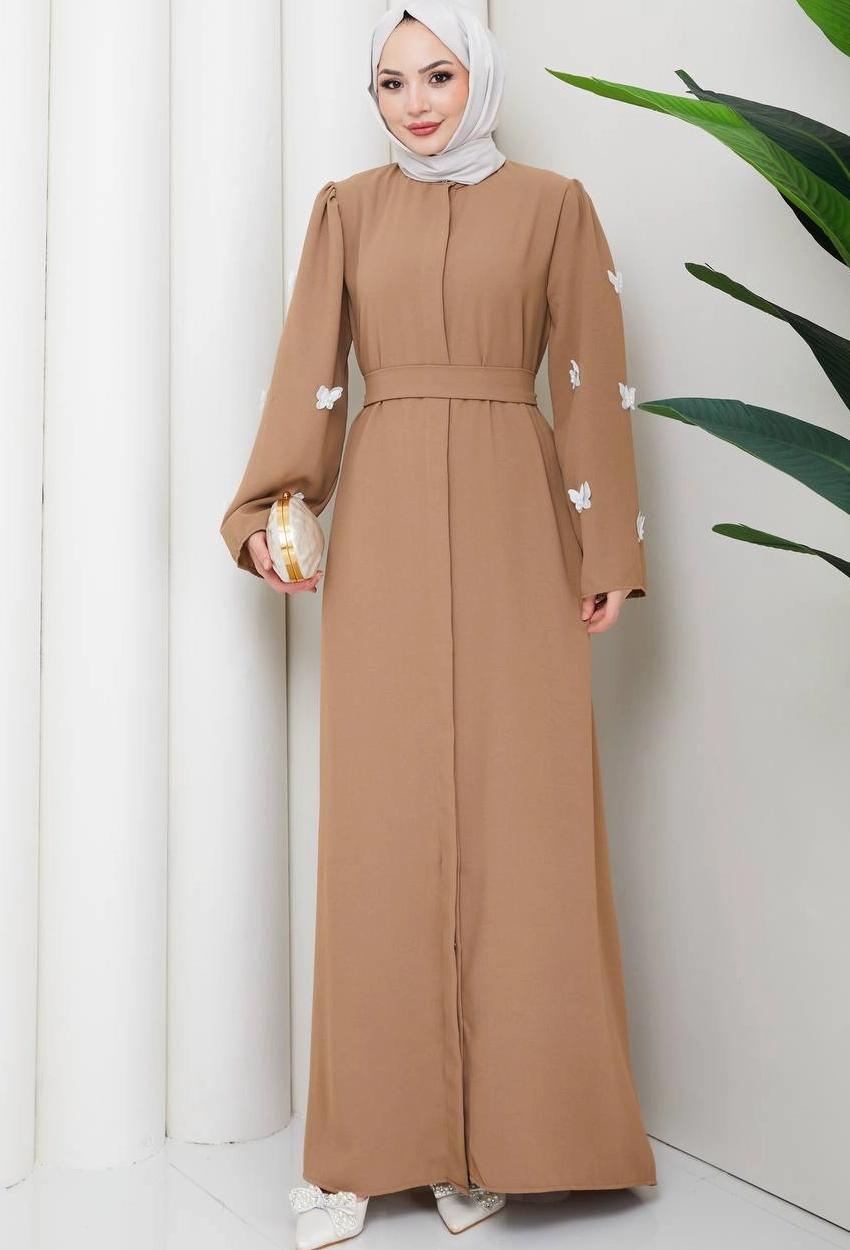 Zara Crepe Abaya Set — Beige