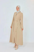 Medine Silk Abaya — Style 2 — Beige